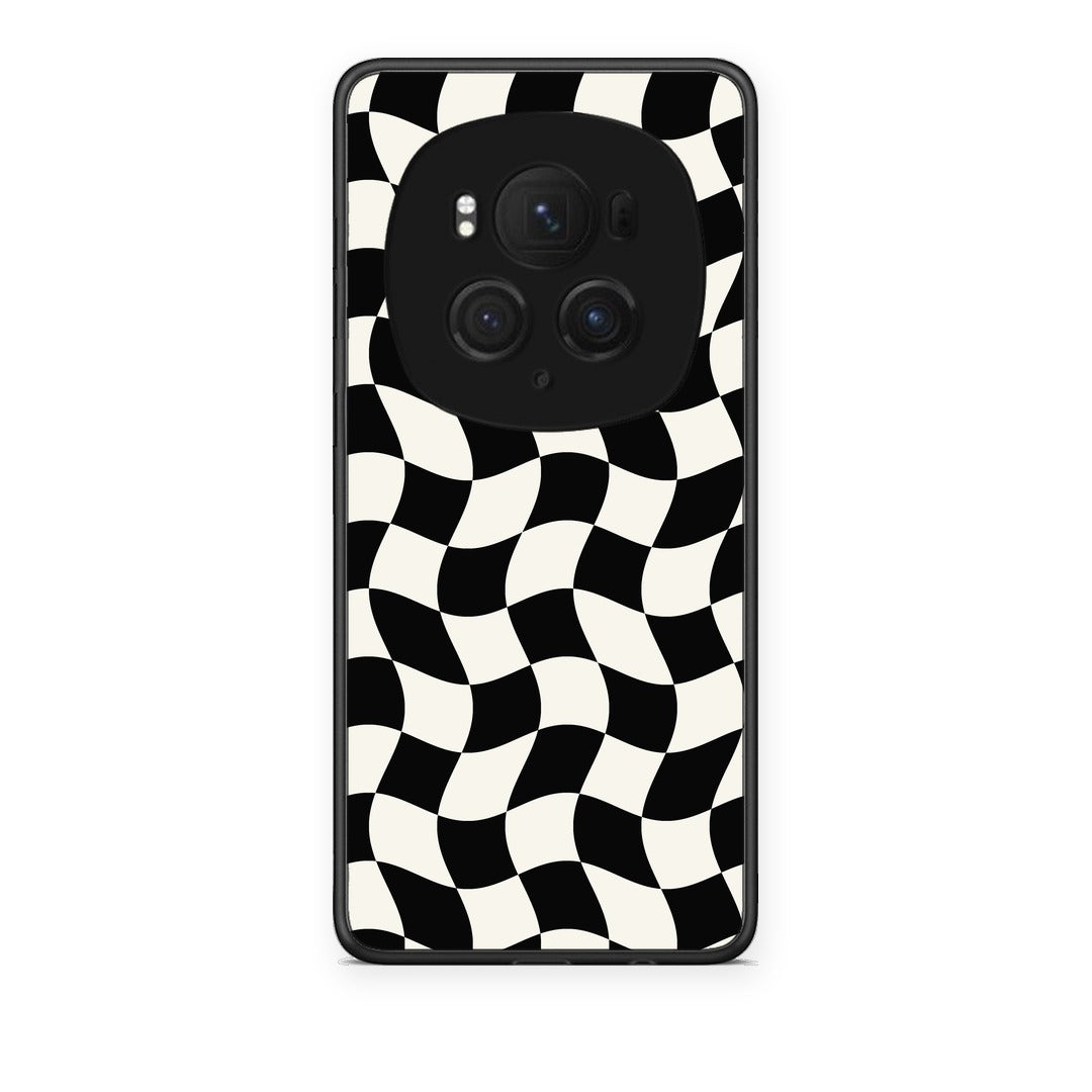 Θήκη Honor Magic6 Pro Black and Cream Wavy Checkerboard από τη Smartfits με σχέδιο στο πίσω μέρος και μαύρο περίβλημα | Honor Magic6 Pro Black and Cream Wavy Checkerboard case with colorful back and black bezels