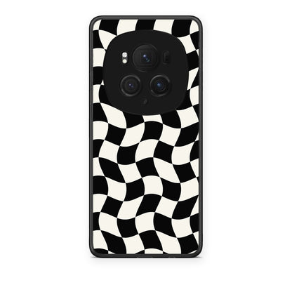 Θήκη Honor Magic6 Pro Black and Cream Wavy Checkerboard από τη Smartfits με σχέδιο στο πίσω μέρος και μαύρο περίβλημα | Honor Magic6 Pro Black and Cream Wavy Checkerboard case with colorful back and black bezels