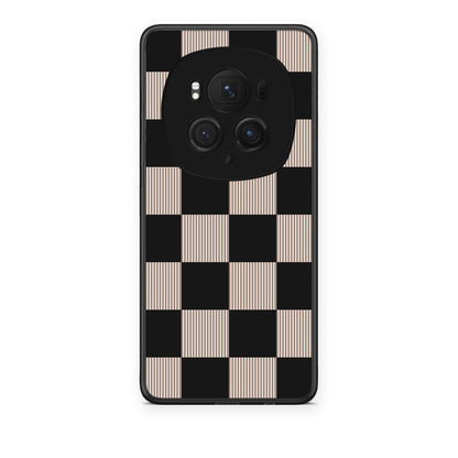 Θήκη Honor Magic6 Pro Black and Taupe Striped Checks από τη Smartfits με σχέδιο στο πίσω μέρος και μαύρο περίβλημα | Honor Magic6 Pro Black and Taupe Striped Checks case with colorful back and black bezels