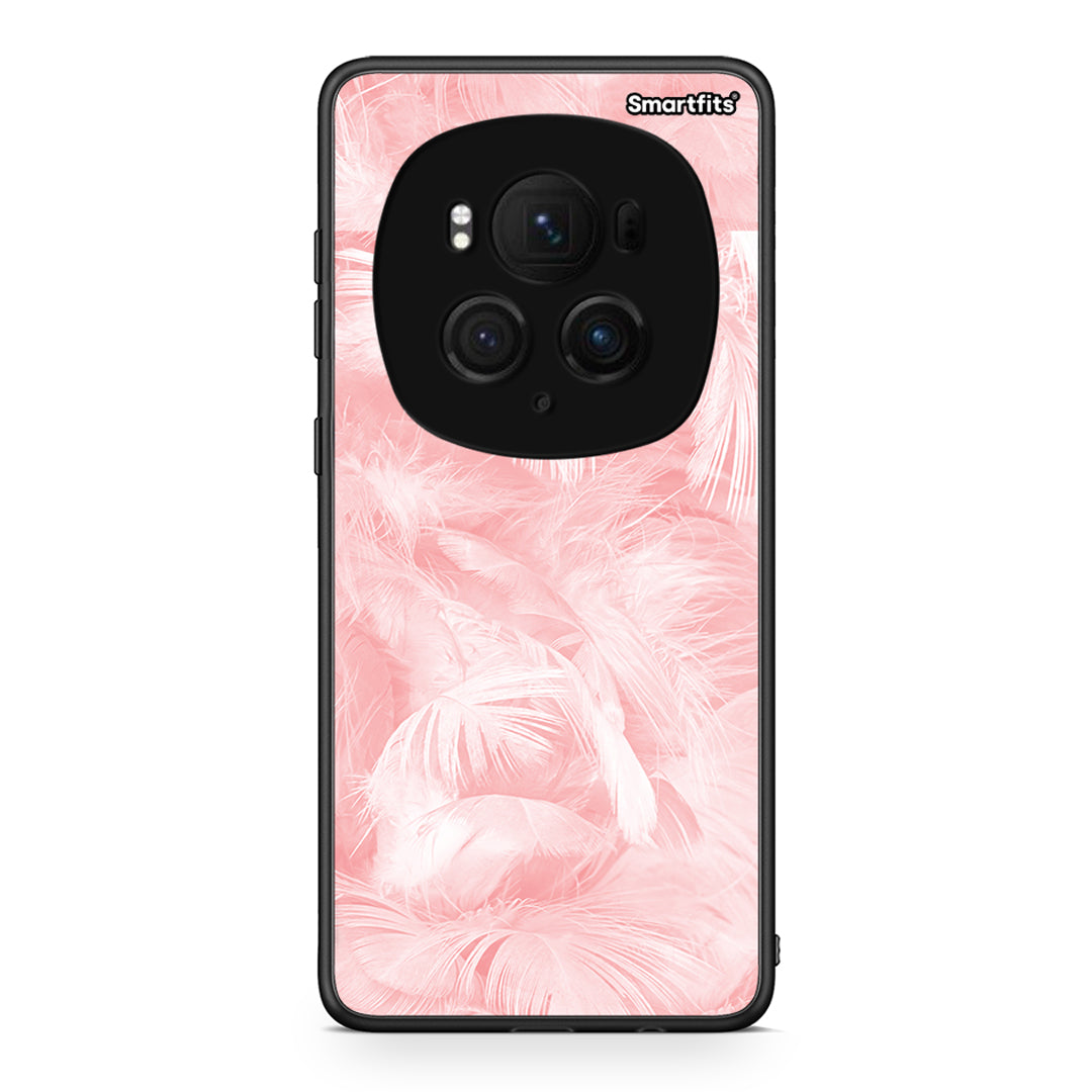33 - Honor Magic6 Pro Pink Feather Boho case, cover, bumper