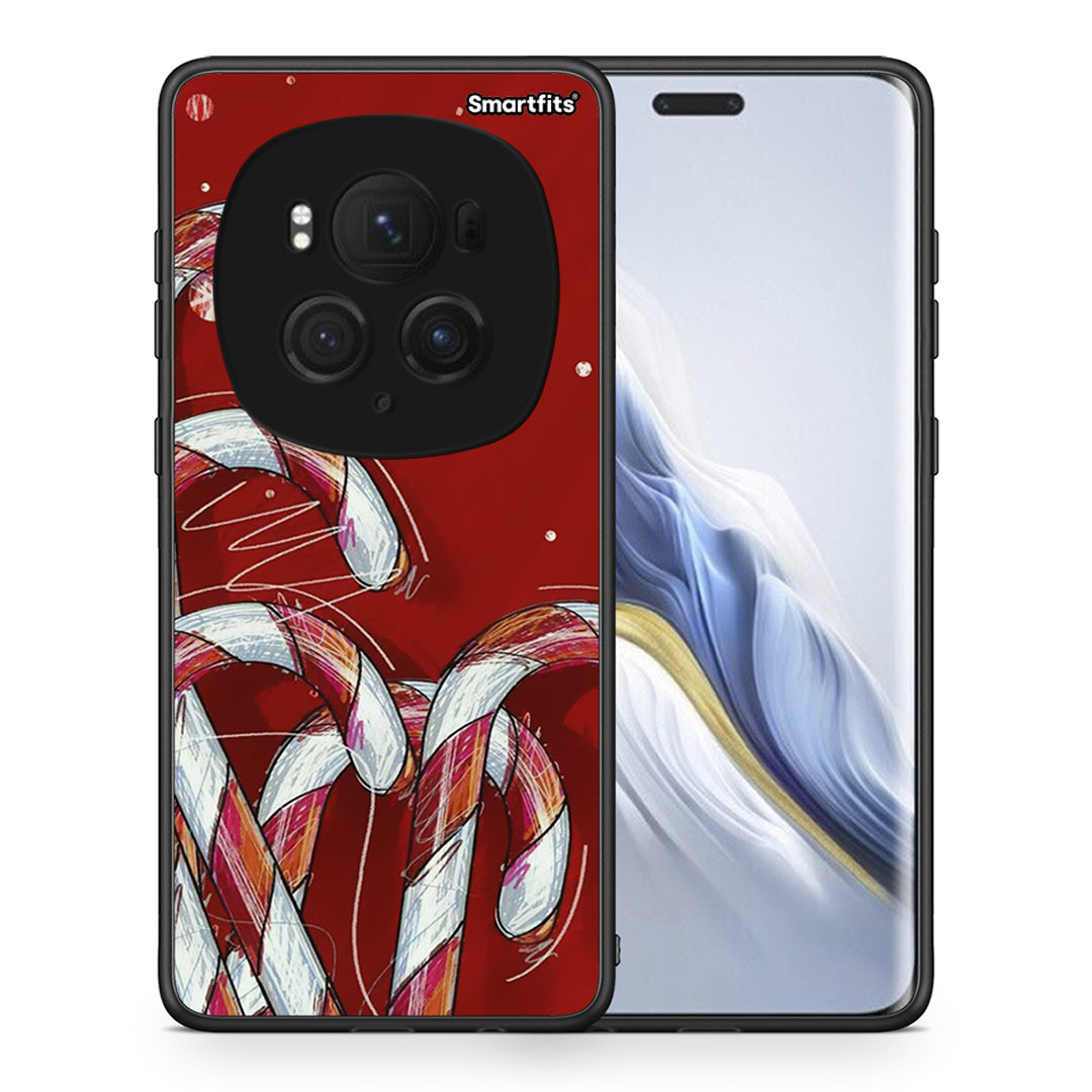 Θήκη Honor Magic6 Pro Candy Cane από τη Smartfits με σχέδιο στο πίσω μέρος και μαύρο περίβλημα | Honor Magic6 Pro Candy Cane case with colorful back and black bezels