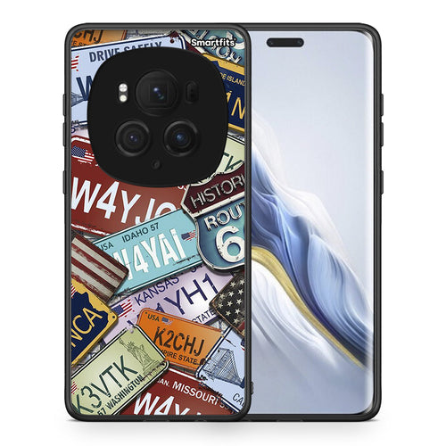 Θήκη Honor Magic6 Pro Car Plates από τη Smartfits με σχέδιο στο πίσω μέρος και μαύρο περίβλημα | Honor Magic6 Pro Car Plates case with colorful back and black bezels