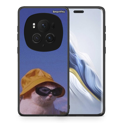 Θήκη Honor Magic6 Pro Cat Diva από τη Smartfits με σχέδιο στο πίσω μέρος και μαύρο περίβλημα | Honor Magic6 Pro Cat Diva case with colorful back and black bezels