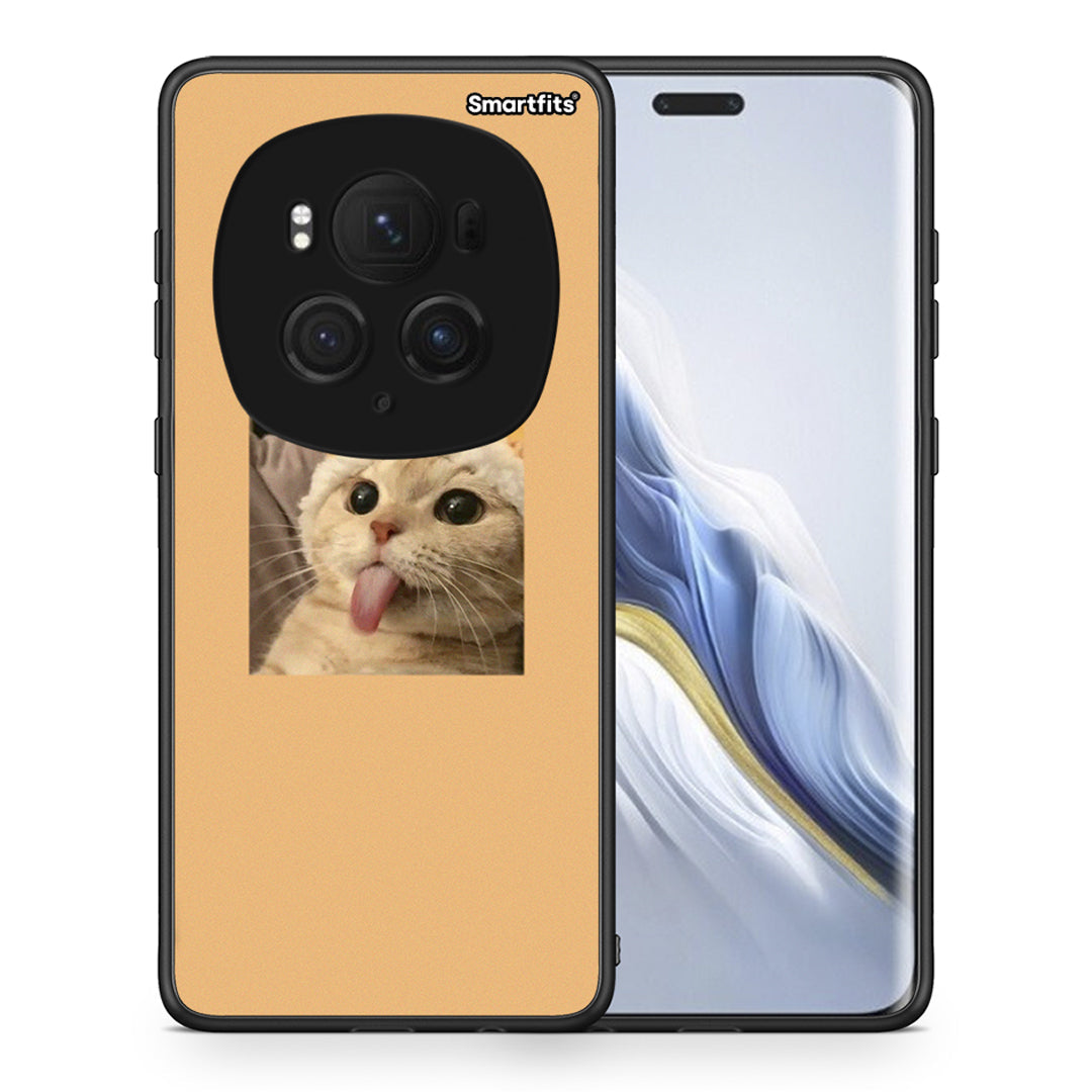 Θήκη Honor Magic6 Pro Cat Tongue από τη Smartfits με σχέδιο στο πίσω μέρος και μαύρο περίβλημα | Honor Magic6 Pro Cat Tongue case with colorful back and black bezels