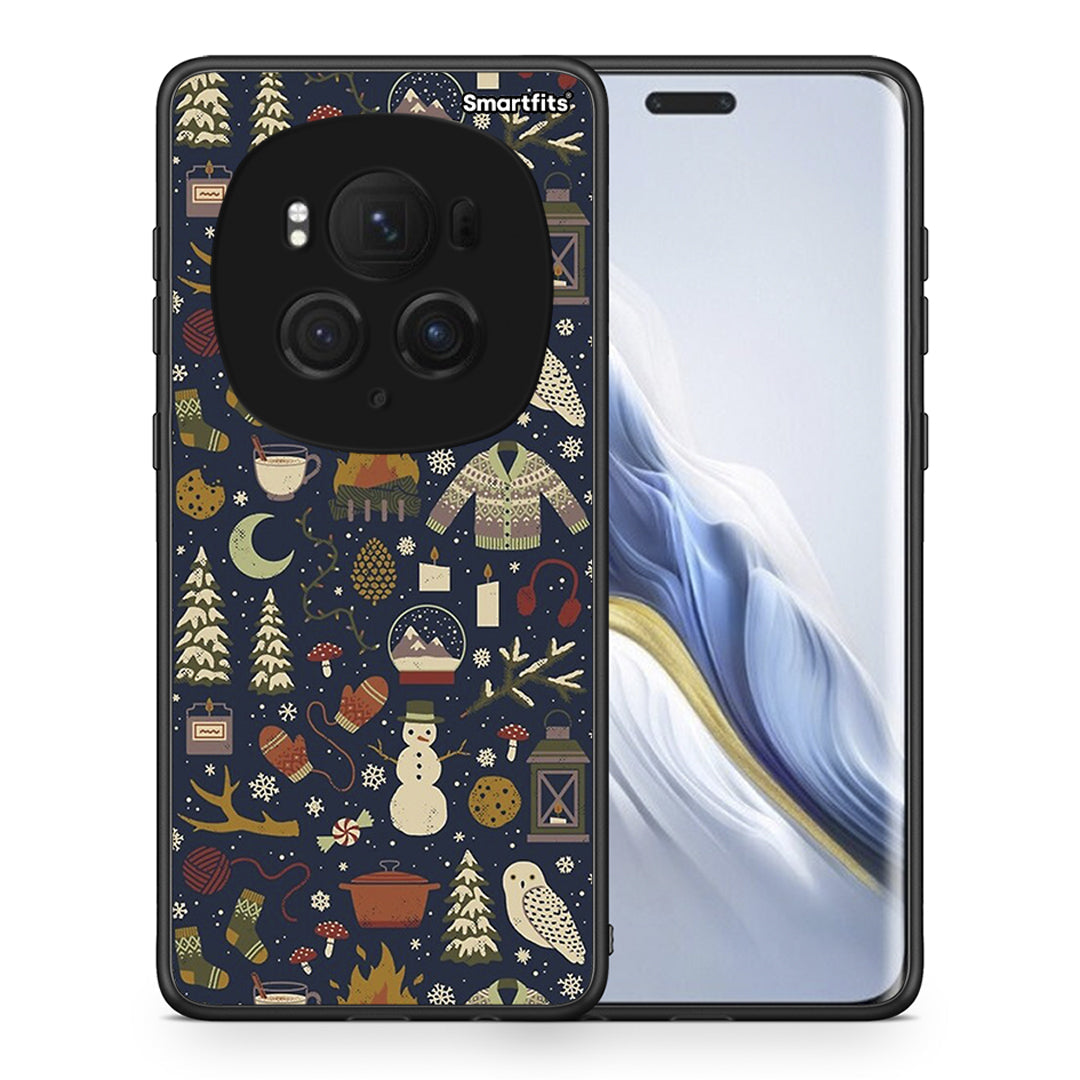Θήκη Honor Magic6 Pro Christmas Elements από τη Smartfits με σχέδιο στο πίσω μέρος και μαύρο περίβλημα | Honor Magic6 Pro Christmas Elements case with colorful back and black bezels