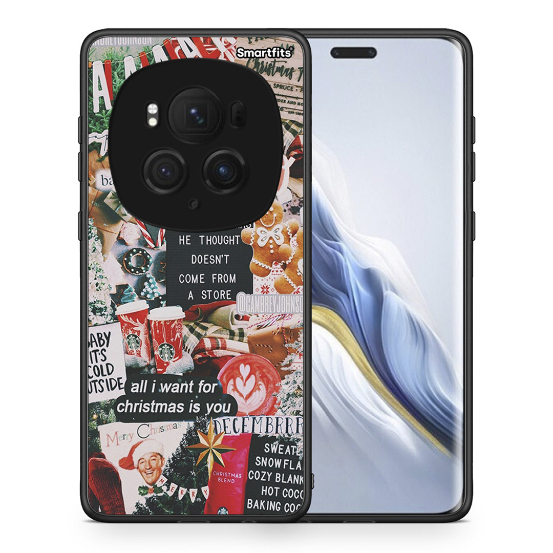 Θήκη Honor Magic6 Pro Christmas Happiness από τη Smartfits με σχέδιο στο πίσω μέρος και μαύρο περίβλημα | Honor Magic6 Pro Christmas Happiness case with colorful back and black bezels