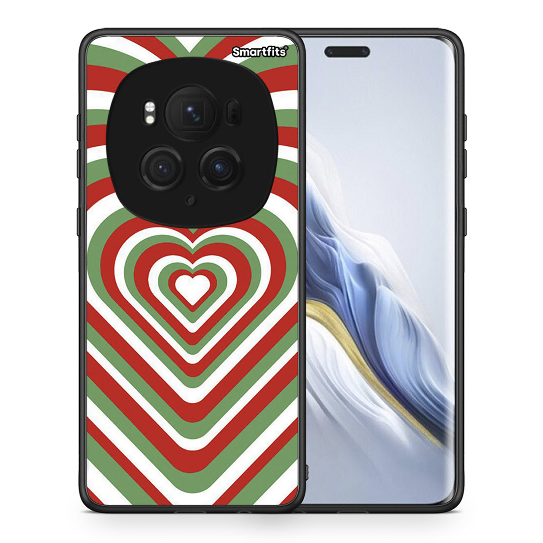Θήκη Honor Magic6 Pro Christmas Hearts από τη Smartfits με σχέδιο στο πίσω μέρος και μαύρο περίβλημα | Honor Magic6 Pro Christmas Hearts case with colorful back and black bezels