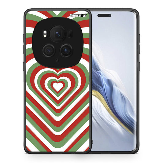 Θήκη Honor Magic6 Pro Christmas Hearts από τη Smartfits με σχέδιο στο πίσω μέρος και μαύρο περίβλημα | Honor Magic6 Pro Christmas Hearts case with colorful back and black bezels