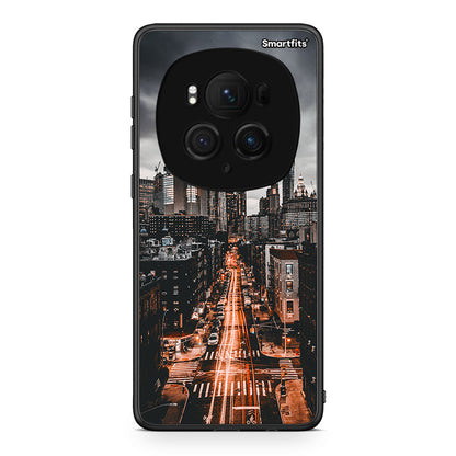 Honor Magic6 Pro City Lights θήκη από τη Smartfits με σχέδιο στο πίσω μέρος και μαύρο περίβλημα | Smartphone case with colorful back and black bezels by Smartfits