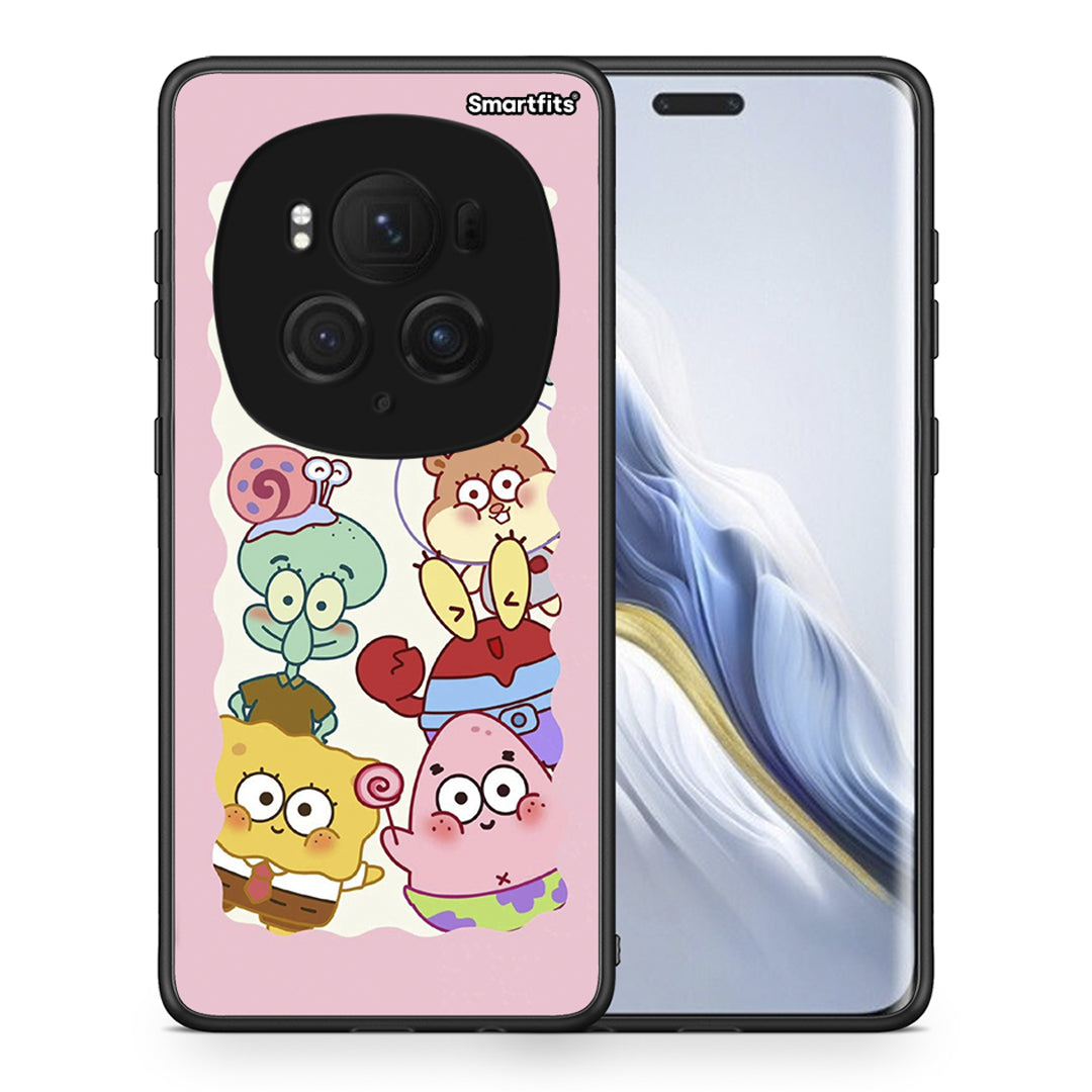 Θήκη Honor Magic6 Pro Cute Companion από τη Smartfits με σχέδιο στο πίσω μέρος και μαύρο περίβλημα | Honor Magic6 Pro Cute Companion case with colorful back and black bezels