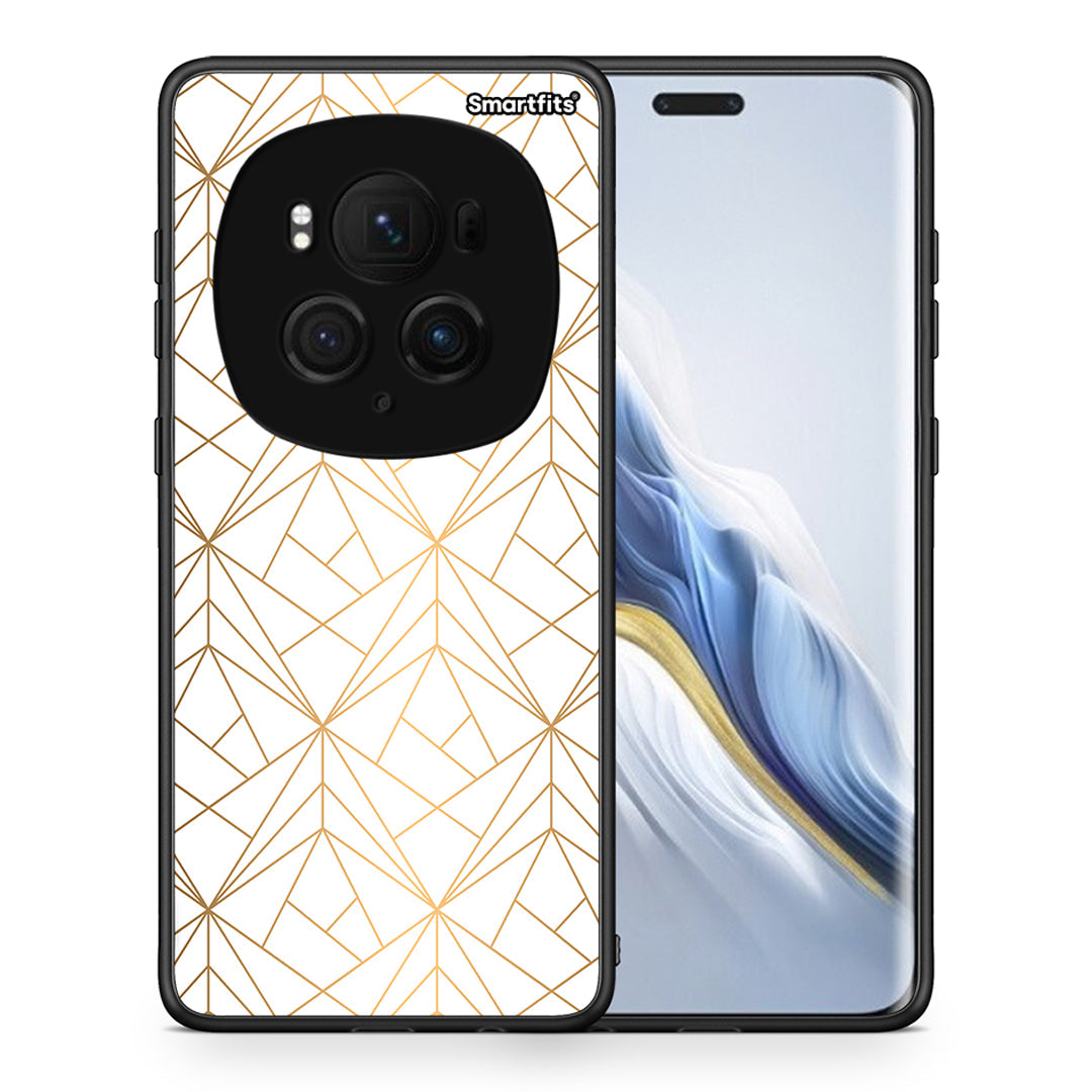 Θήκη Honor Magic6 Pro Luxury White Geometric από τη Smartfits με σχέδιο στο πίσω μέρος και μαύρο περίβλημα | Honor Magic6 Pro Luxury White Geometric case with colorful back and black bezels