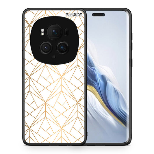 Θήκη Honor Magic6 Pro Luxury White Geometric από τη Smartfits με σχέδιο στο πίσω μέρος και μαύρο περίβλημα | Honor Magic6 Pro Luxury White Geometric case with colorful back and black bezels