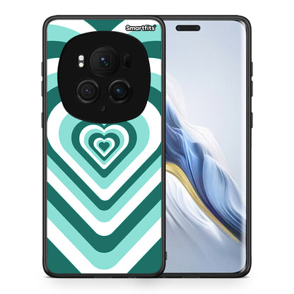 Θήκη Honor Magic6 Pro Green Hearts από τη Smartfits με σχέδιο στο πίσω μέρος και μαύρο περίβλημα | Honor Magic6 Pro Green Hearts case with colorful back and black bezels