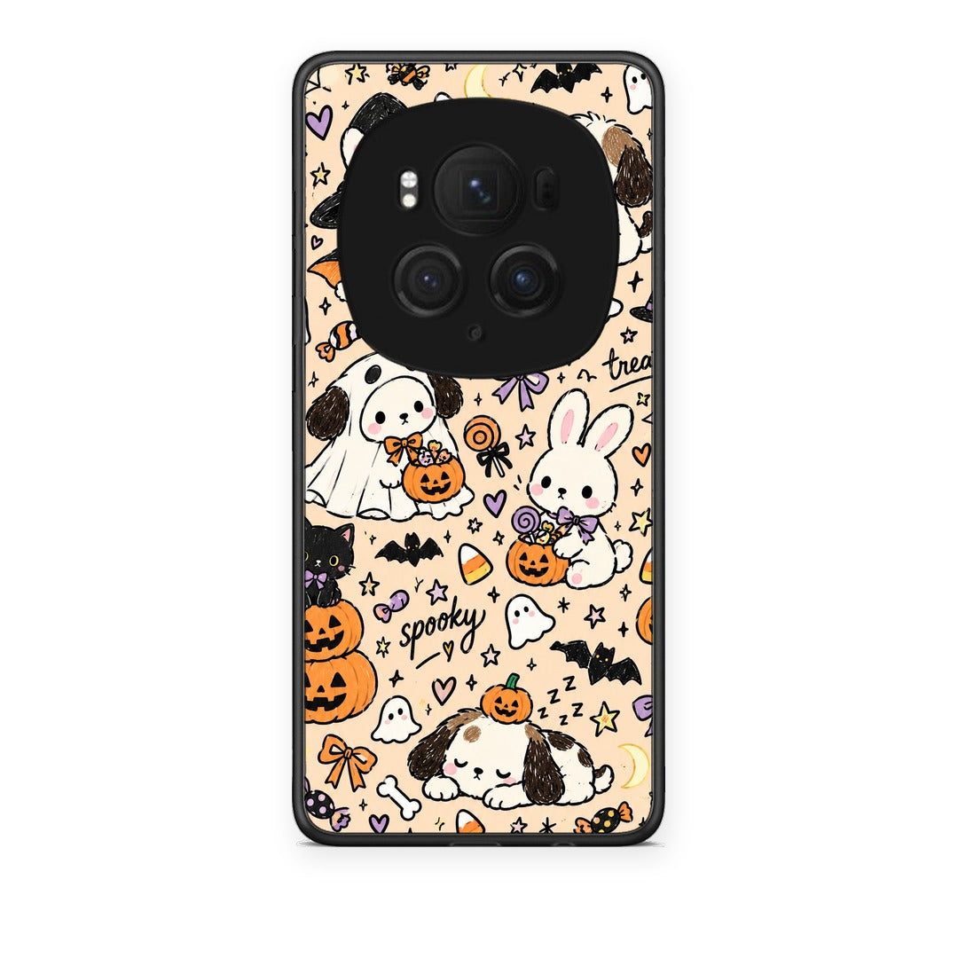 Θήκη Honor Magic6 Pro Halloween Puppies and Friends on Cream από τη Smartfits με σχέδιο στο πίσω μέρος και μαύρο περίβλημα | Honor Magic6 Pro Halloween Puppies and Friends on Cream case with colorful back and black bezels