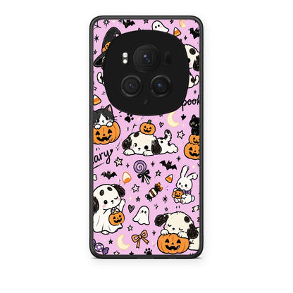 Θήκη Honor Magic6 Pro Halloween Puppies and Friends on Lilac από τη Smartfits με σχέδιο στο πίσω μέρος και μαύρο περίβλημα | Honor Magic6 Pro Halloween Puppies and Friends on Lilac case with colorful back and black bezels