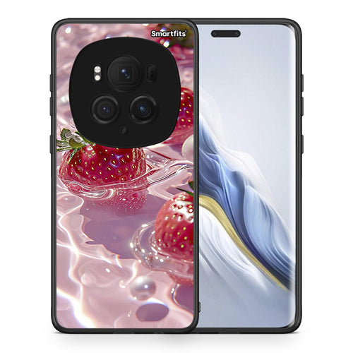 Θήκη Honor Magic6 Pro Juicy Strawberries από τη Smartfits με σχέδιο στο πίσω μέρος και μαύρο περίβλημα | Honor Magic6 Pro Juicy Strawberries case with colorful back and black bezels