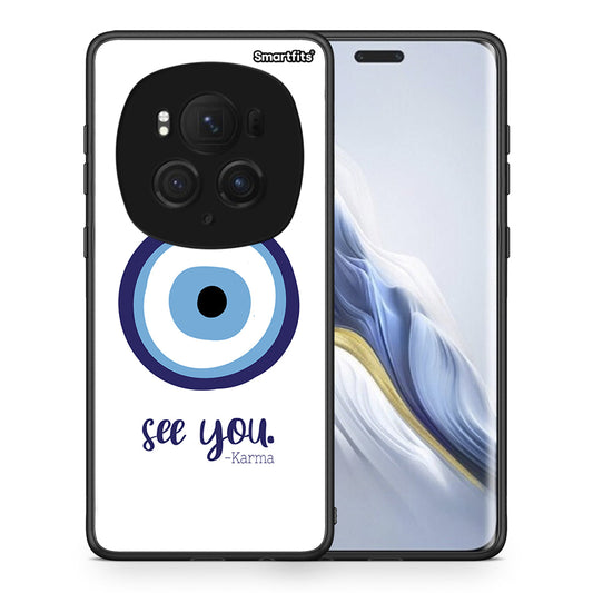 Θήκη Honor Magic6 Pro Karma Says από τη Smartfits με σχέδιο στο πίσω μέρος και μαύρο περίβλημα | Honor Magic6 Pro Karma Says case with colorful back and black bezels