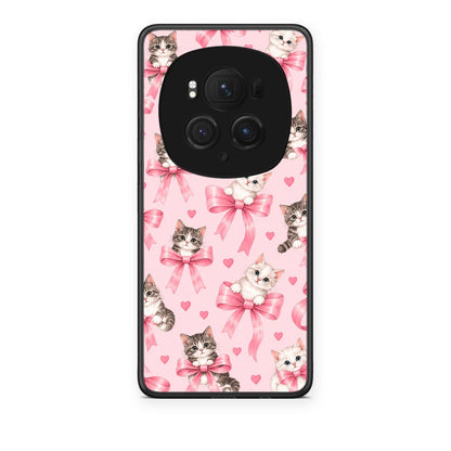 Θήκη Honor Magic6 Pro Kittens and Pink Bows on Pink από τη Smartfits με σχέδιο στο πίσω μέρος και μαύρο περίβλημα | Honor Magic6 Pro Kittens and Pink Bows on Pink case with colorful back and black bezels