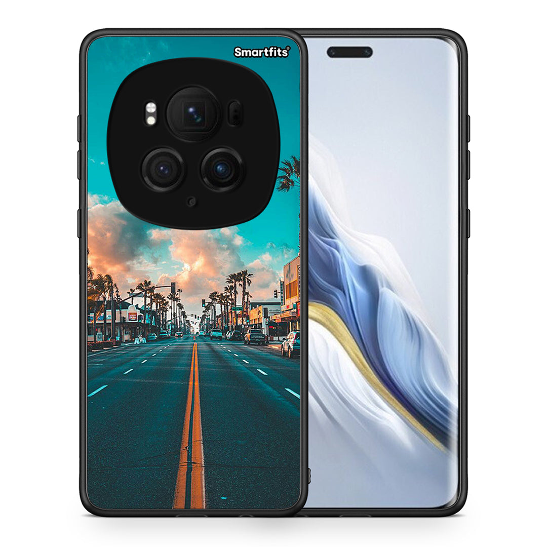 Θήκη Honor Magic6 Pro City Landscape από τη Smartfits με σχέδιο στο πίσω μέρος και μαύρο περίβλημα | Honor Magic6 Pro City Landscape case with colorful back and black bezels