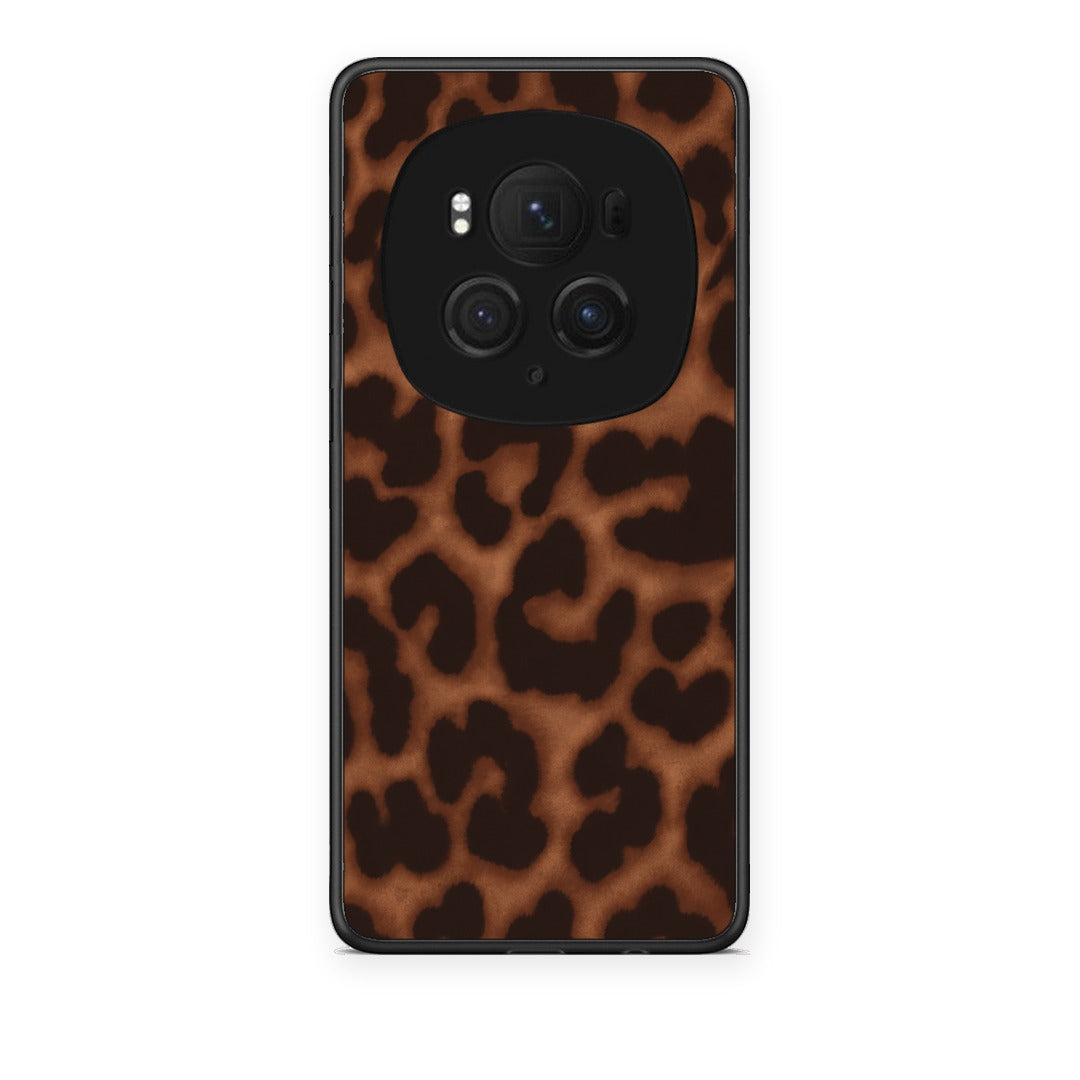 Θήκη Honor Magic6 Pro Leopard Print Dark Brown από τη Smartfits με σχέδιο στο πίσω μέρος και μαύρο περίβλημα | Honor Magic6 Pro Leopard Print Dark Brown case with colorful back and black bezels