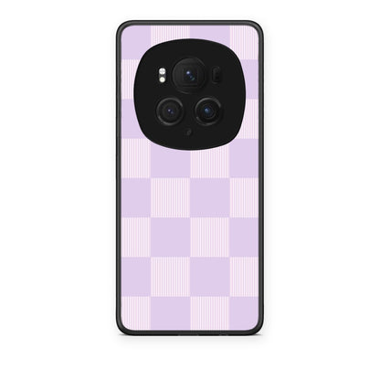 Θήκη Honor Magic6 Pro Lilac and Cream Striped Checks από τη Smartfits με σχέδιο στο πίσω μέρος και μαύρο περίβλημα | Honor Magic6 Pro Lilac and Cream Striped Checks case with colorful back and black bezels