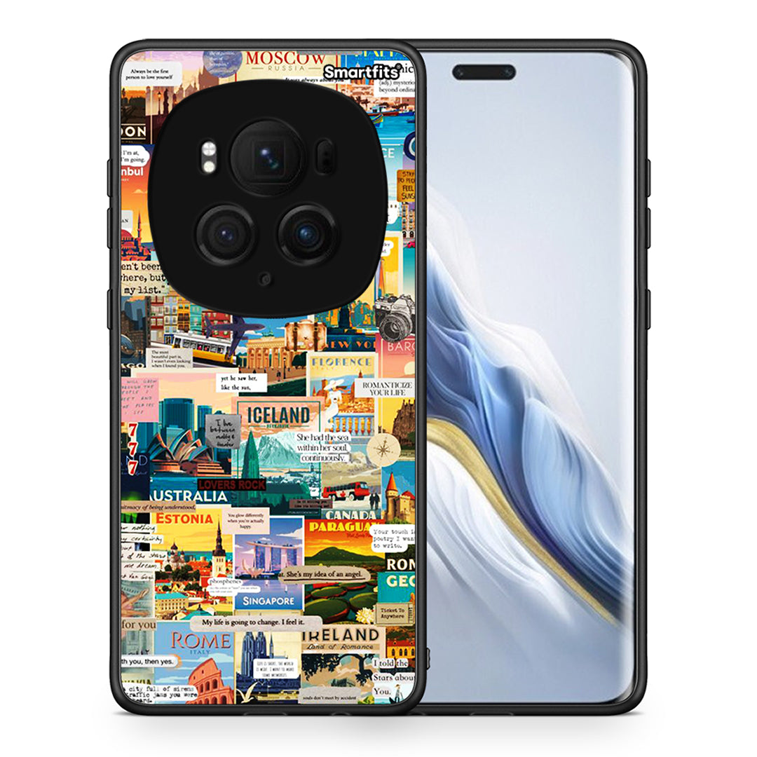 Θήκη Honor Magic6 Pro Live To Travel από τη Smartfits με σχέδιο στο πίσω μέρος και μαύρο περίβλημα | Honor Magic6 Pro Live To Travel case with colorful back and black bezels