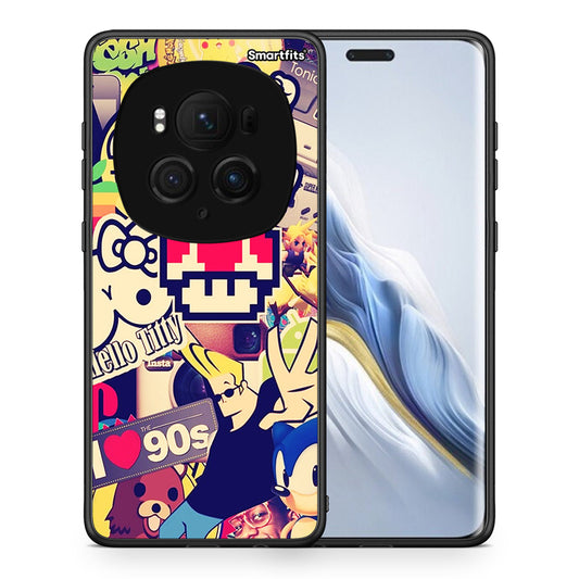 Θήκη Honor Magic6 Pro Love The 90s από τη Smartfits με σχέδιο στο πίσω μέρος και μαύρο περίβλημα | Honor Magic6 Pro Love The 90s case with colorful back and black bezels
