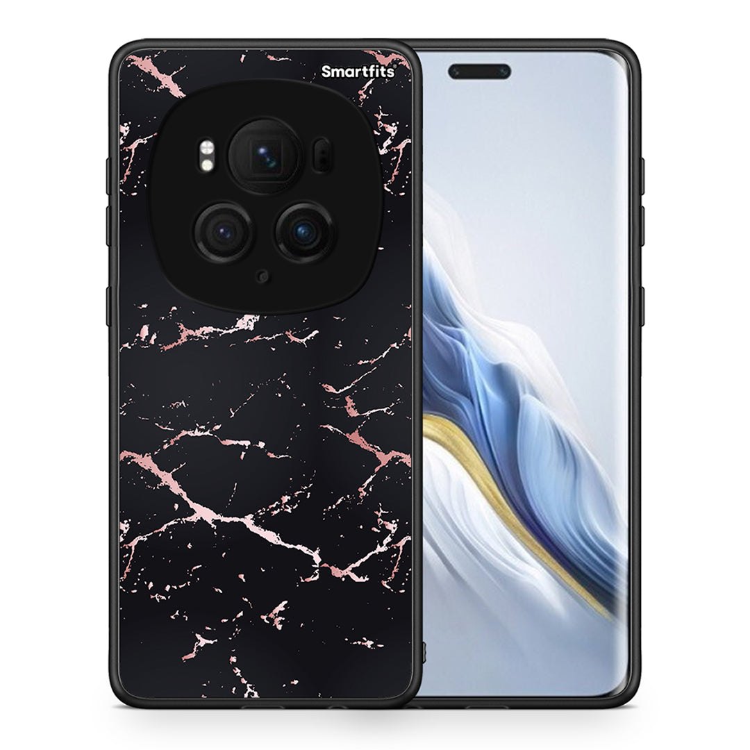 Θήκη Honor Magic6 Pro Black Rosegold Marble από τη Smartfits με σχέδιο στο πίσω μέρος και μαύρο περίβλημα | Honor Magic6 Pro Black Rosegold Marble case with colorful back and black bezels