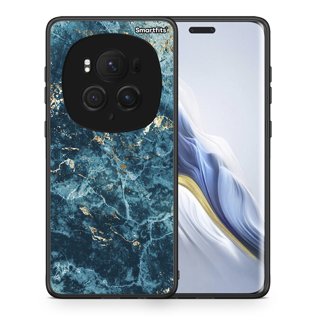 Θήκη Honor Magic6 Pro Marble Blue από τη Smartfits με σχέδιο στο πίσω μέρος και μαύρο περίβλημα | Honor Magic6 Pro Marble Blue case with colorful back and black bezels