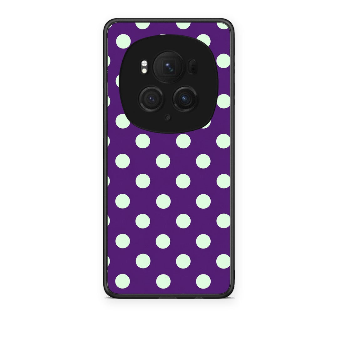 Θήκη Honor Magic6 Pro Mint Polka Dots on Purple από τη Smartfits με σχέδιο στο πίσω μέρος και μαύρο περίβλημα | Honor Magic6 Pro Mint Polka Dots on Purple case with colorful back and black bezels