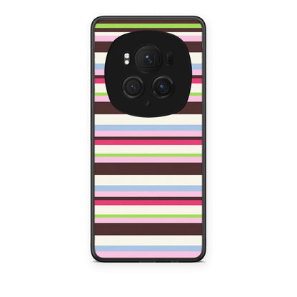 Θήκη Honor Magic6 Pro Multicolour Horizontal Stripes από τη Smartfits με σχέδιο στο πίσω μέρος και μαύρο περίβλημα | Honor Magic6 Pro Multicolour Horizontal Stripes case with colorful back and black bezels