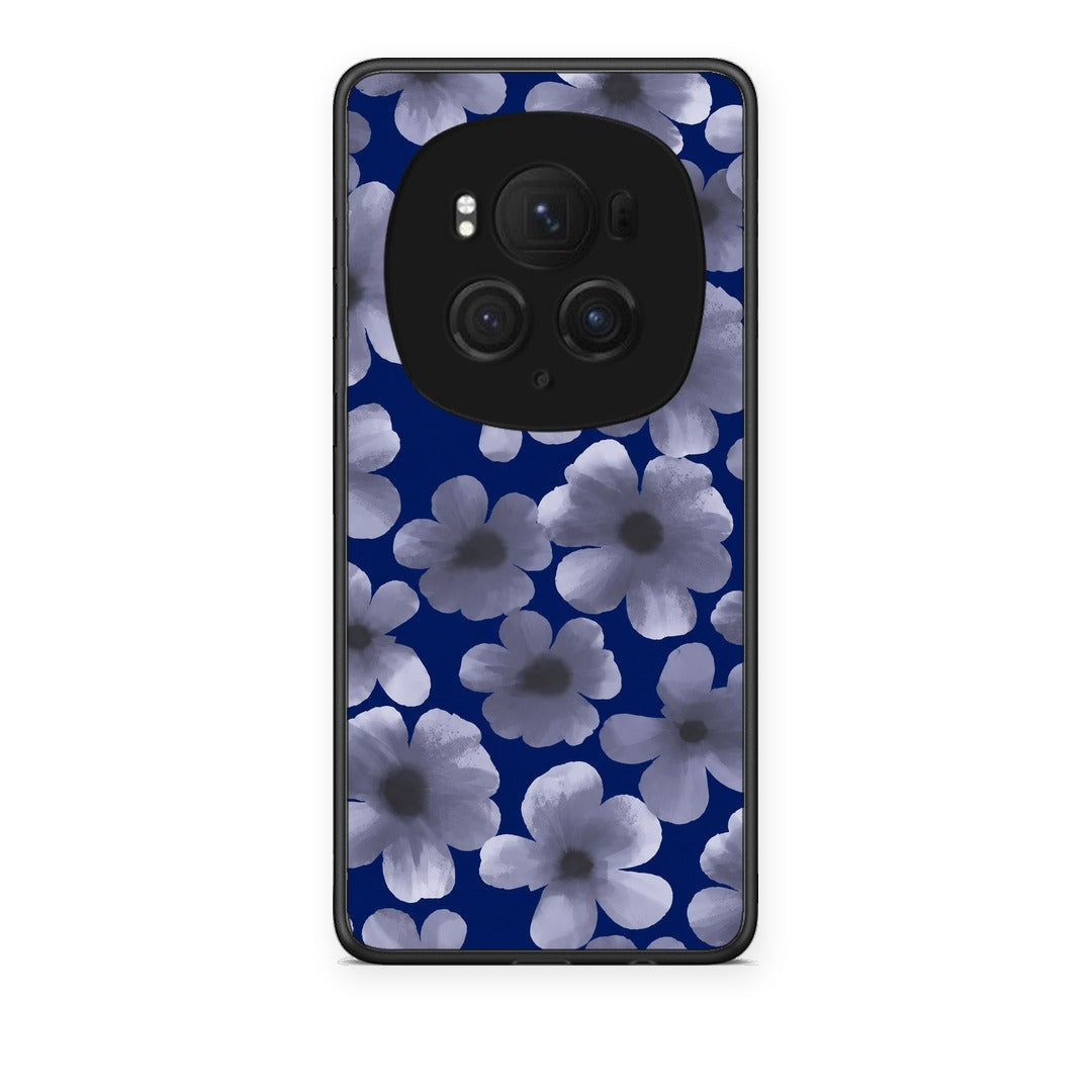 Θήκη Honor Magic6 Pro Pale Blue Flowers on Navy από τη Smartfits με σχέδιο στο πίσω μέρος και μαύρο περίβλημα | Honor Magic6 Pro Pale Blue Flowers on Navy case with colorful back and black bezels