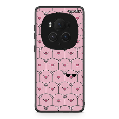 Honor Magic6 Pro Pig Glasses θήκη από τη Smartfits με σχέδιο στο πίσω μέρος και μαύρο περίβλημα | Smartphone case with colorful back and black bezels by Smartfits