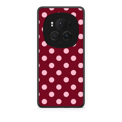 Θήκη Honor Magic6 Pro Pink Polka Dots on Burgundy από τη Smartfits με σχέδιο στο πίσω μέρος και μαύρο περίβλημα | Honor Magic6 Pro Pink Polka Dots on Burgundy case with colorful back and black bezels