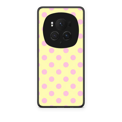 Θήκη Honor Magic6 Pro Pink Polka Dots on Yellow από τη Smartfits με σχέδιο στο πίσω μέρος και μαύρο περίβλημα | Honor Magic6 Pro Pink Polka Dots on Yellow case with colorful back and black bezels