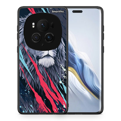 Θήκη Honor Magic6 Pro Lion Designer PopArt από τη Smartfits με σχέδιο στο πίσω μέρος και μαύρο περίβλημα | Honor Magic6 Pro Lion Designer PopArt case with colorful back and black bezels