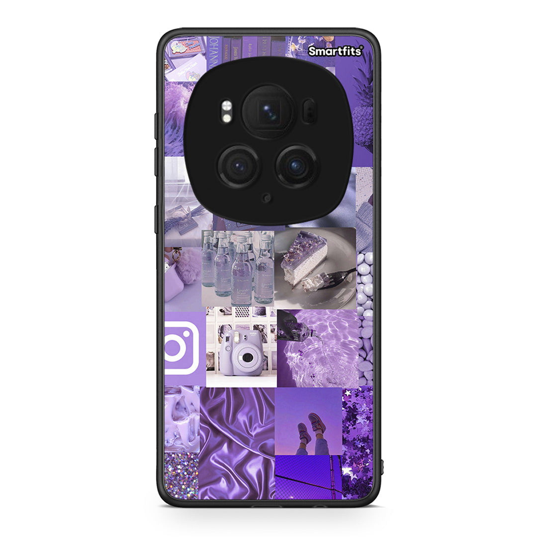 Honor Magic6 Pro Purple Aesthetic Collage θήκη από τη Smartfits με σχέδιο στο πίσω μέρος και μαύρο περίβλημα | Smartphone case with colorful back and black bezels by Smartfits