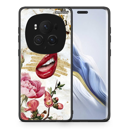 Θήκη Honor Magic6 Pro Red Lips από τη Smartfits με σχέδιο στο πίσω μέρος και μαύρο περίβλημα | Honor Magic6 Pro Red Lips case with colorful back and black bezels