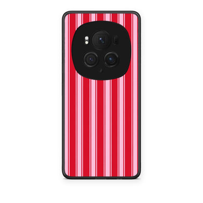 Θήκη Honor Magic6 Pro Red and Pink Vertical Pinstripes από τη Smartfits με σχέδιο στο πίσω μέρος και μαύρο περίβλημα | Honor Magic6 Pro Red and Pink Vertical Pinstripes case with colorful back and black bezels