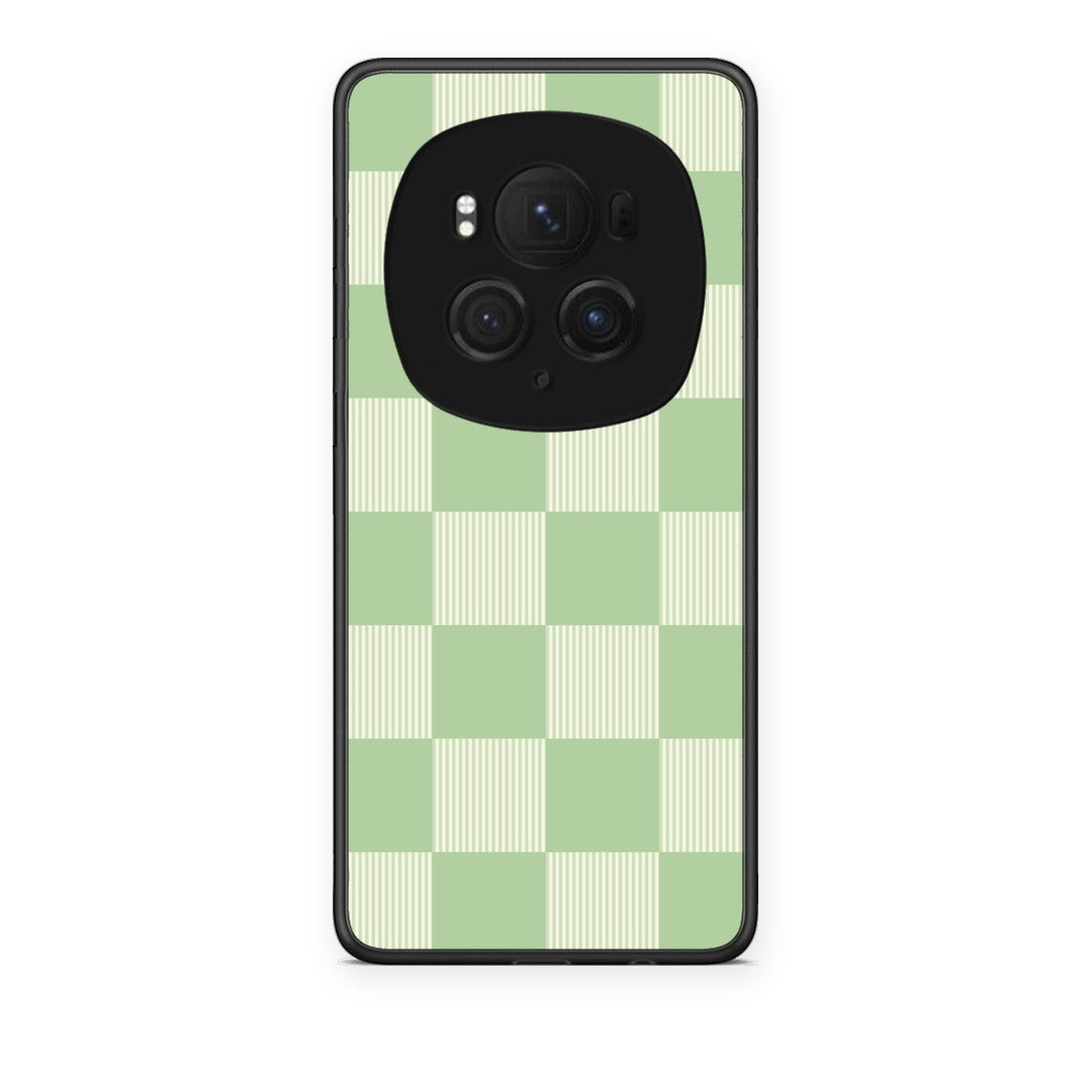 Θήκη Honor Magic6 Pro Sage and Cream Striped Checks από τη Smartfits με σχέδιο στο πίσω μέρος και μαύρο περίβλημα | Honor Magic6 Pro Sage and Cream Striped Checks case with colorful back and black bezels