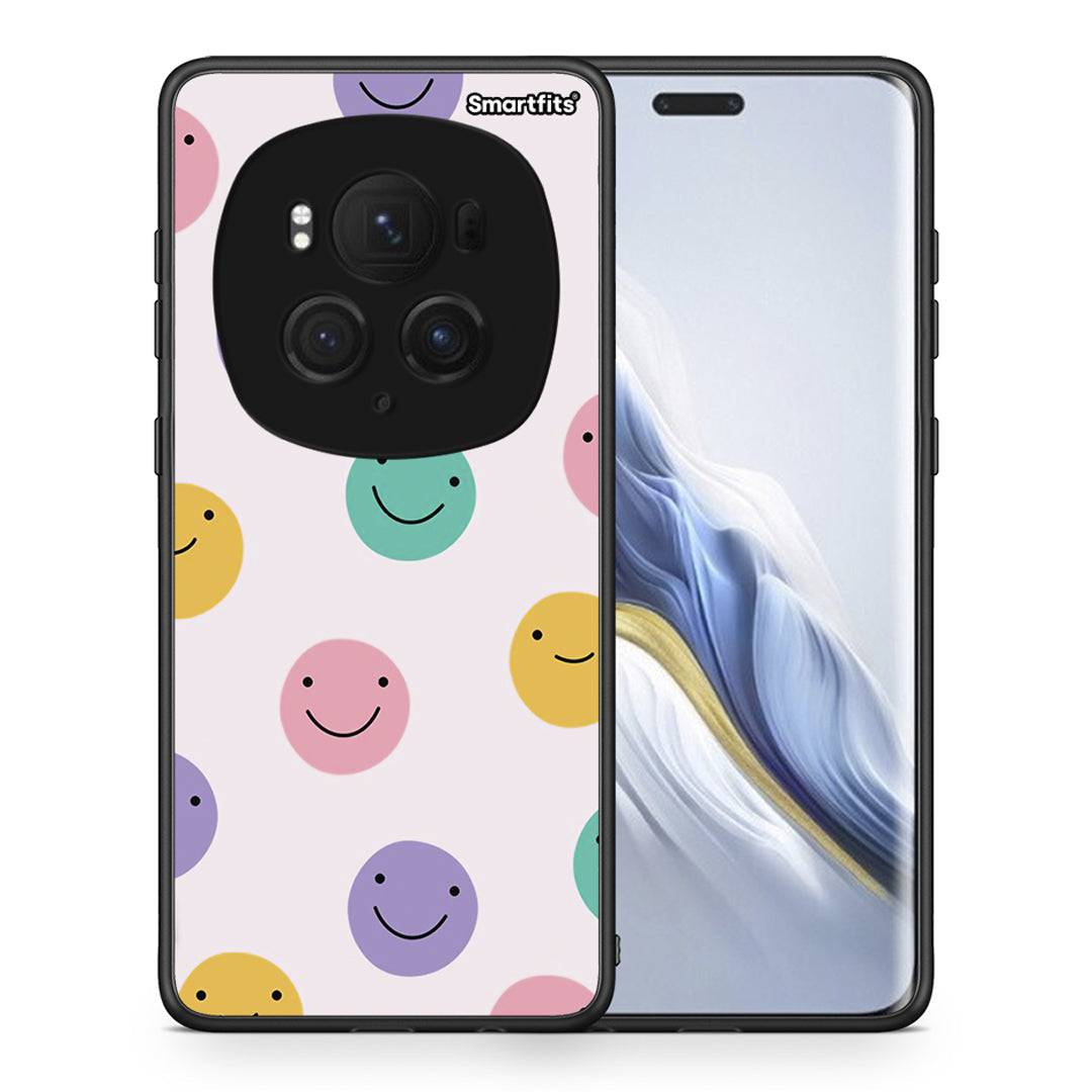 Θήκη Honor Magic6 Pro Smiley Faces από τη Smartfits με σχέδιο στο πίσω μέρος και μαύρο περίβλημα | Honor Magic6 Pro Smiley Faces case with colorful back and black bezels