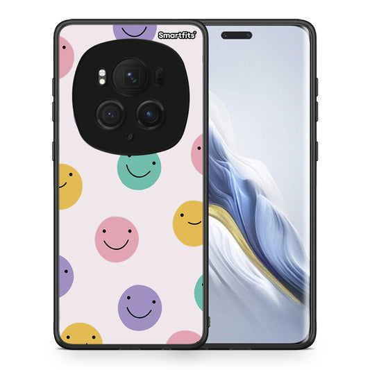 Θήκη Honor Magic6 Pro Smiley Faces από τη Smartfits με σχέδιο στο πίσω μέρος και μαύρο περίβλημα | Honor Magic6 Pro Smiley Faces case with colorful back and black bezels