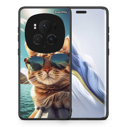 Θήκη Honor Magic6 Pro Summer Cat από τη Smartfits με σχέδιο στο πίσω μέρος και μαύρο περίβλημα | Honor Magic6 Pro Summer Cat case with colorful back and black bezels