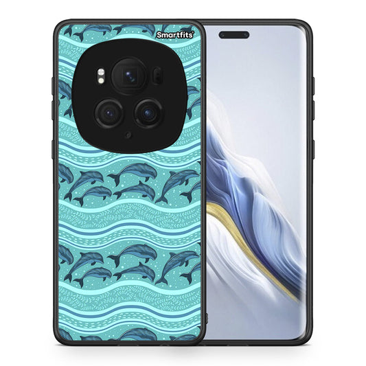 Θήκη Honor Magic6 Pro Swimming Dolphins από τη Smartfits με σχέδιο στο πίσω μέρος και μαύρο περίβλημα | Honor Magic6 Pro Swimming Dolphins case with colorful back and black bezels