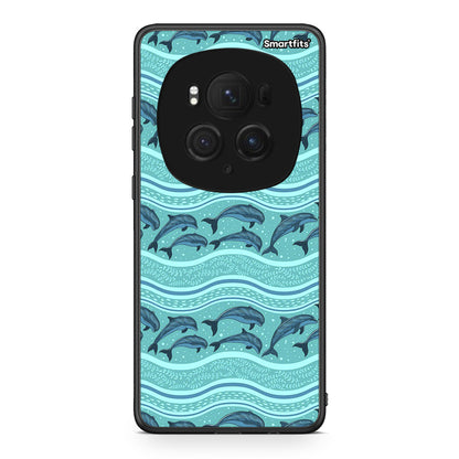 Honor Magic6 Pro Swimming Dolphins θήκη από τη Smartfits με σχέδιο στο πίσω μέρος και μαύρο περίβλημα | Smartphone case with colorful back and black bezels by Smartfits