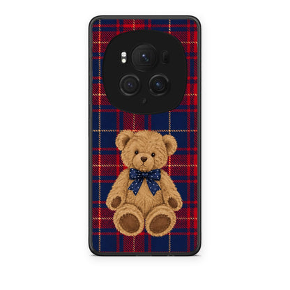 Θήκη Honor Magic6 Pro Teddy Bear on Red and Navy Tartan από τη Smartfits με σχέδιο στο πίσω μέρος και μαύρο περίβλημα | Honor Magic6 Pro Teddy Bear on Red and Navy Tartan case with colorful back and black bezels