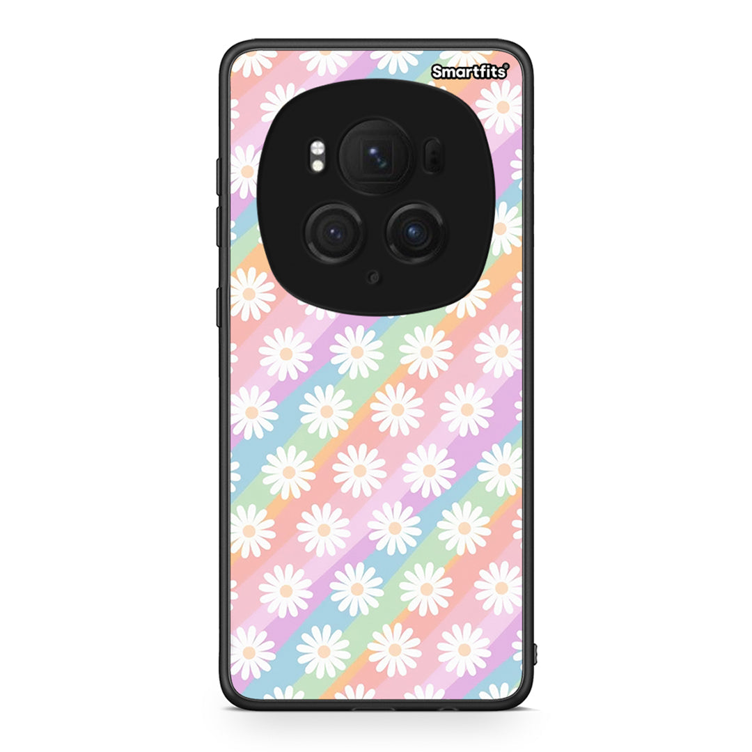 Honor Magic6 Pro White Daisies θήκη από τη Smartfits με σχέδιο στο πίσω μέρος και μαύρο περίβλημα | Smartphone case with colorful back and black bezels by Smartfits