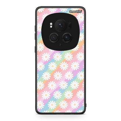 Honor Magic6 Pro White Daisies θήκη από τη Smartfits με σχέδιο στο πίσω μέρος και μαύρο περίβλημα | Smartphone case with colorful back and black bezels by Smartfits