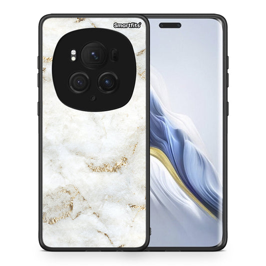 Θήκη Honor Magic6 Pro White Gold Marble από τη Smartfits με σχέδιο στο πίσω μέρος και μαύρο περίβλημα | Honor Magic6 Pro White Gold Marble case with colorful back and black bezels