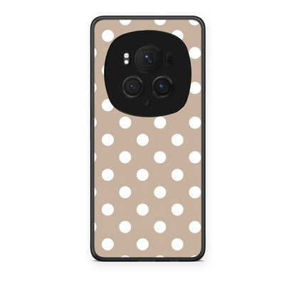 Θήκη Honor Magic6 Pro White Polka Dots on Taupe από τη Smartfits με σχέδιο στο πίσω μέρος και μαύρο περίβλημα | Honor Magic6 Pro White Polka Dots on Taupe case with colorful back and black bezels
